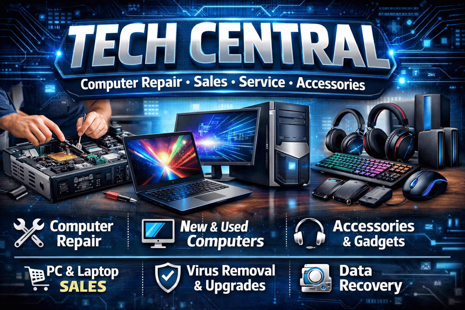 Technician repairing computer